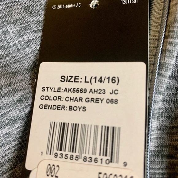 ADDIDAS Joggers, Boys Sz Large 14-16, Charcoal Grey, Brand NWT - Picture 4 of 5